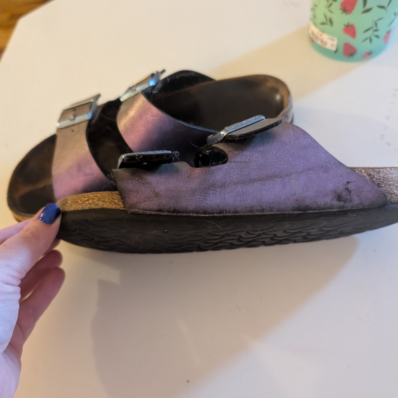 Birkenstock Arizona Metallic Purple Double Strap Sandals - Size 41 (10 In Women) - Picture 3 of 8